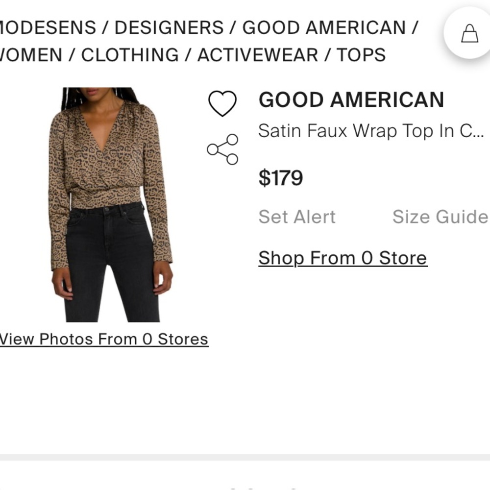 Good American Satin Faux Wrap Top in Leopard Print - Picture 4 of 10